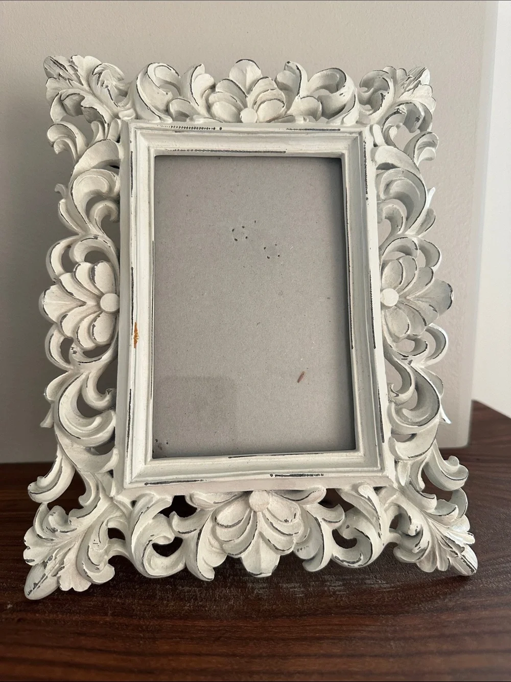 Vintage Shabby Chic Ornate White Picture Frame - 4x6 Baroque Scrollwork-